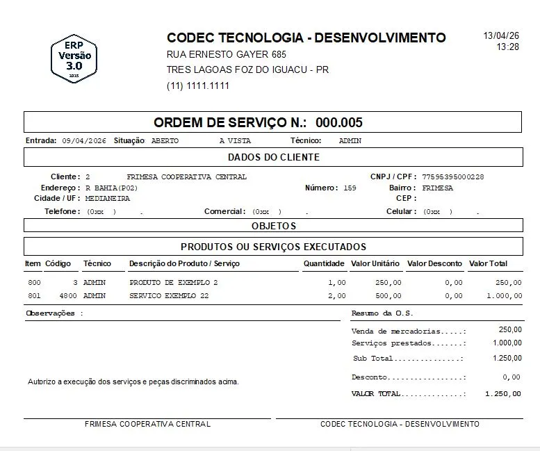 Cadastro de Peças